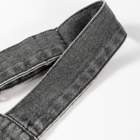 Retro Denim Overall Mini Dress Patch Pocket Sleeveless Jean Button-Up Romper - Picture 8 of 16